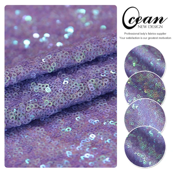 ocean textile 3mm light purple lilac iridescent sequin fabric