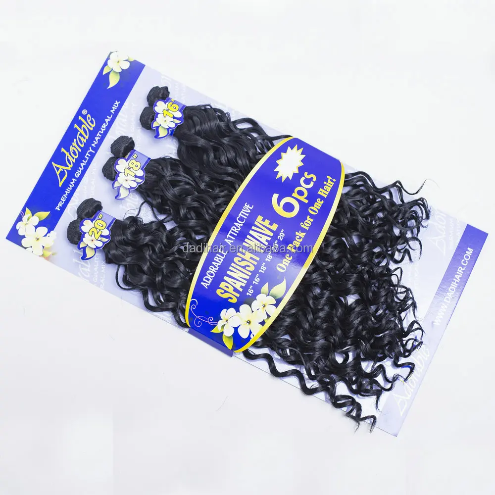 

Adorable Wholesale High Quality Spanish Wave Brazilian raw material big synthetic kinky curl hair weave