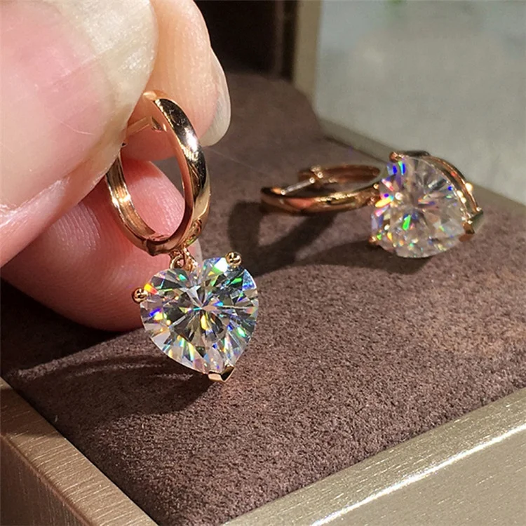 

New Heart Shape Bling Zircon Stone Gold Stud Earrings for Women Fashion Jewelry 2019 Hot Sale