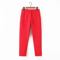 

Red color fashion slim fit office lady style women work wear pencil pants