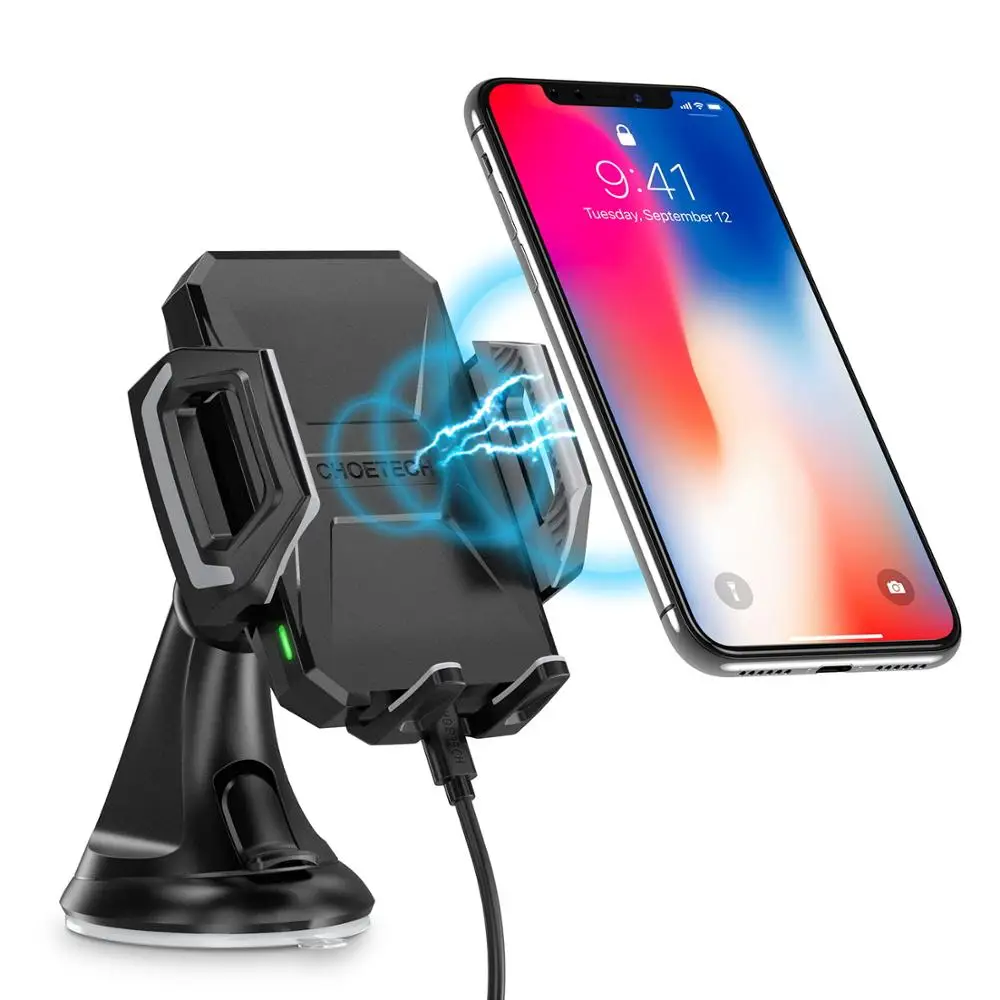 USB Type C 7.5W Wireless Car Charging Mount Stand Compatible iPhone XS/XS Max/XR/X/8/8 Plus / 10W Fast Wireless Charger Samsung