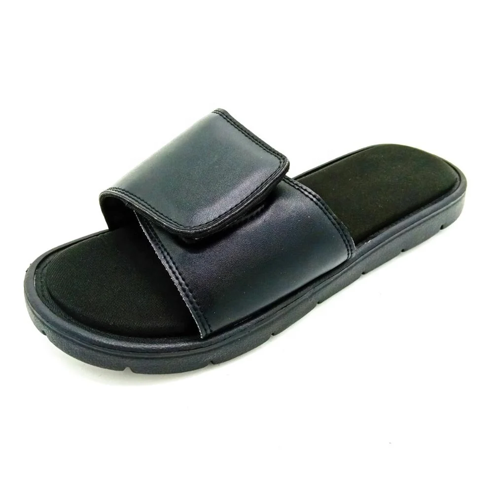 

Custom Logo Print PU Strap Memory Foam promotional sliders Men customizable blank UV print slide sandals, Customized