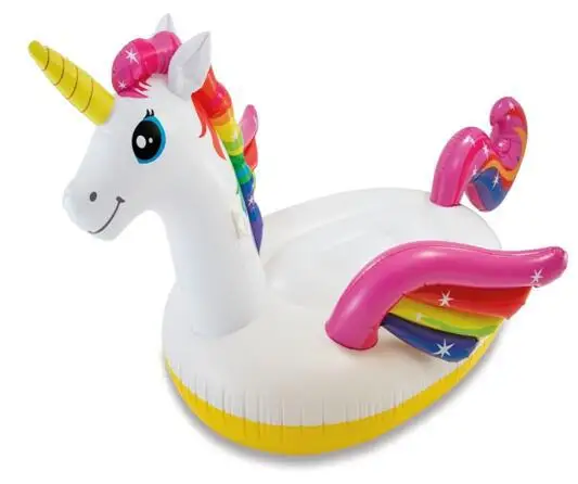 

factory wholesale hot selling beach toy eco-friendly PVC top quality intex 57561 inflatable unicorn pool floats, Colored