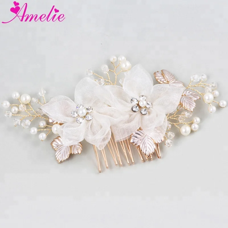 

Wedding Bridal Accessories Crystal Pearl Bridal Hair Side Comb Flower Women Hair Piece Dress Hair Jewelry