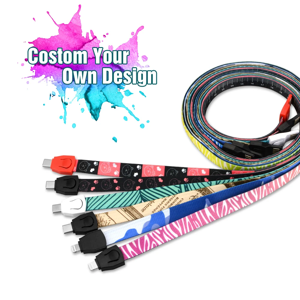 2019 Free shipping Exhibition Gift Mobile Phone Cable Type c Micro charging Lanyard USB data cable
