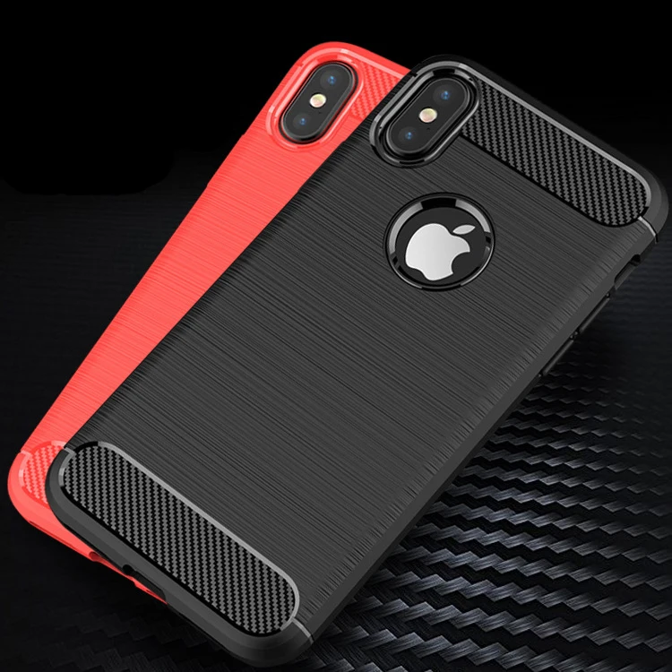 

New Products Carbon Fiber Soft TPU Anti-Scratch Brushed Phone Case For iphone Xs Max