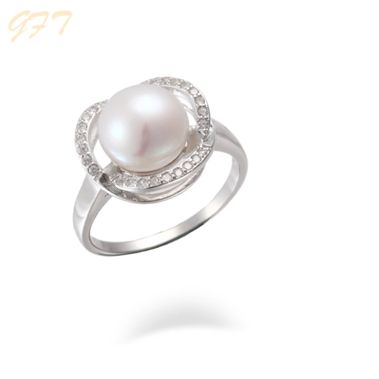 pearl silver ring