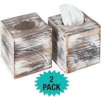 

Rustic Torched Barnwood Tissue Box Cover: Tissue Cube Box Includes Slide-Out Bottom Panel. Perfect for Farmhouse Bathroom Decor