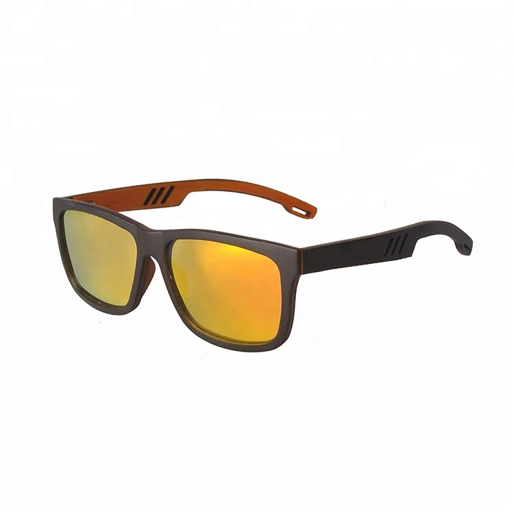 

Sunglasses Orange Lens Mirrored Sunglasses Multi-layer wood Sunglasses