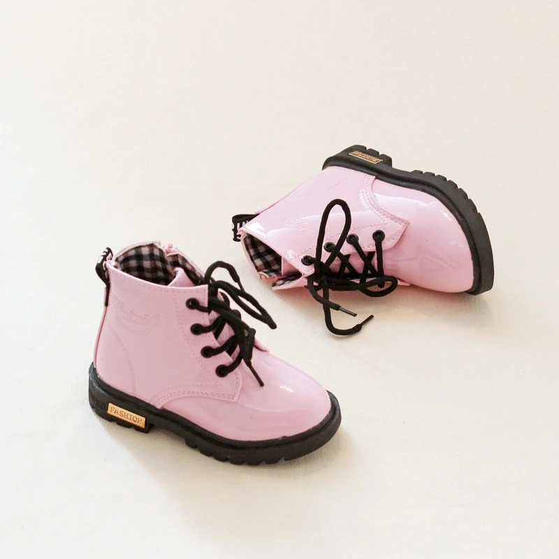 

Boy's Girl's Waterproof Side Zipper Lace-up Ankle Boots for Toddler Little kids, Black