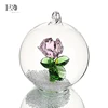 H&D Pink Rose Crystal Glass Lifelike Never Wither Flower Paperweight for Wedding Ceremony Decoration Gifts Wholesale