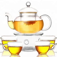 

Wholesale Custom Transparent Borosilicate Glass Portable Tea Sets With Teapot