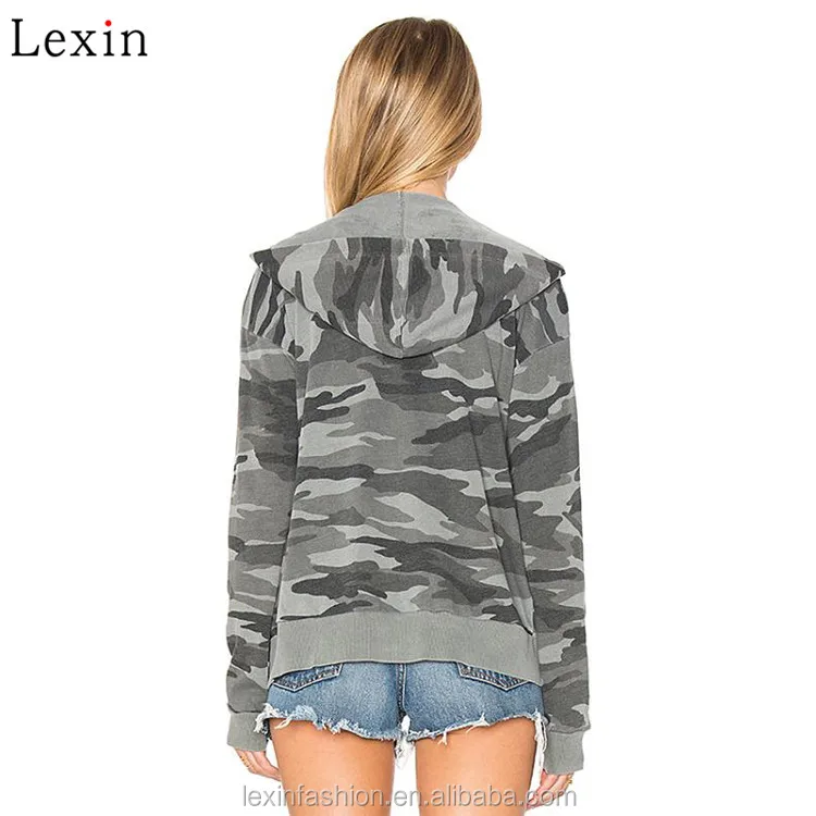 Oem Women's Camo Printed Front Full Zipper Hoodies Buy Camo Hoodies