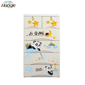 Image of Hot Sale 5-tiers Cartoon Design Baby Plastic Drawer