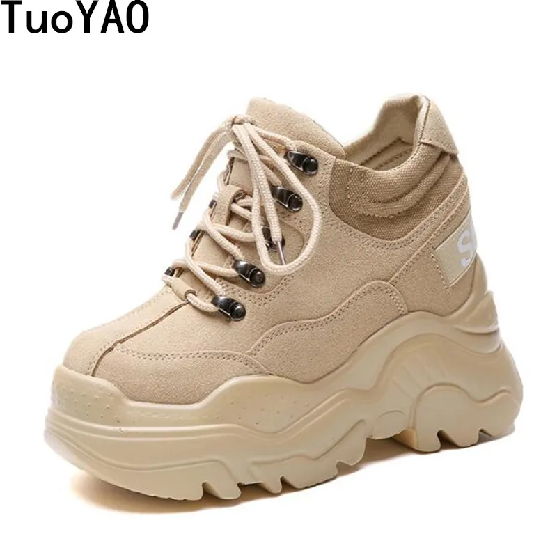 

Fashion Women High Heel 12 CM Platform Shoes Women Autumn Shoes Leather Wedge Sneakers Winter Ankle Boots Waterproof Boots 2021