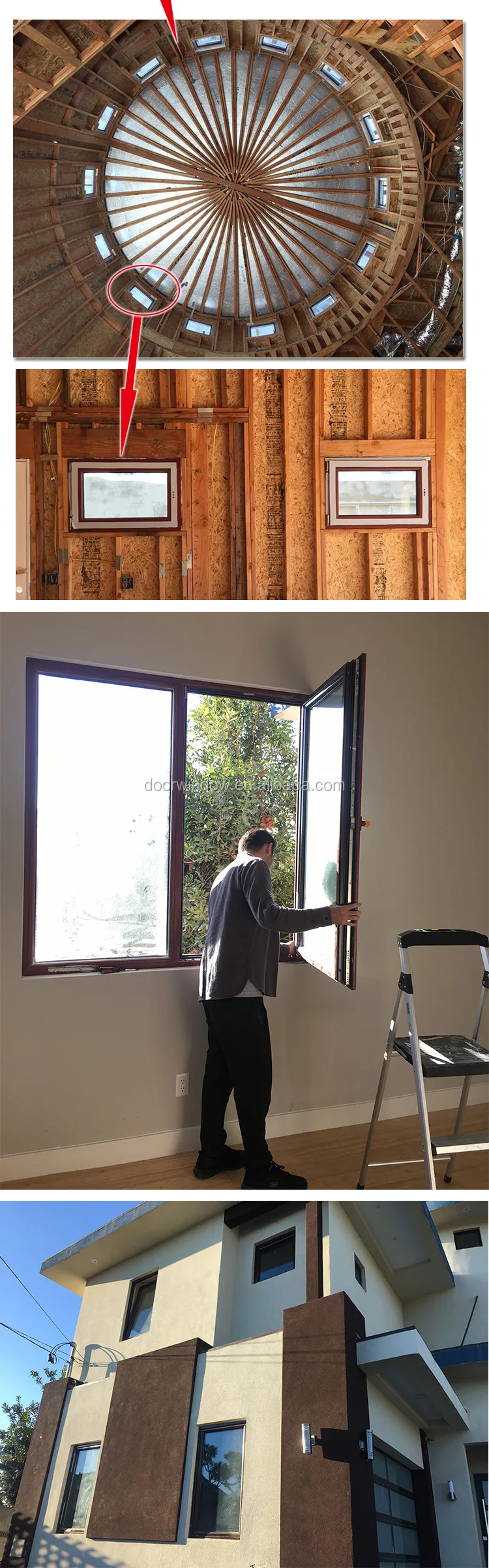 CE Certified Tilt/ Hopper Window American Oak Wood with Exterior Aluminum Cladding