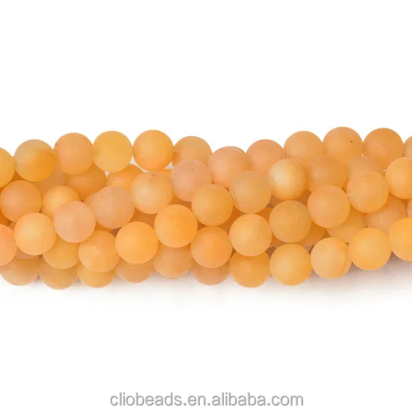 

The Newest gemstone beads Yellow Jade Frosted Round Beads, Orange