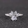 amazon new shape hot sale fashion design gold silver animal Dog claw Zircon gemstone ring for girl