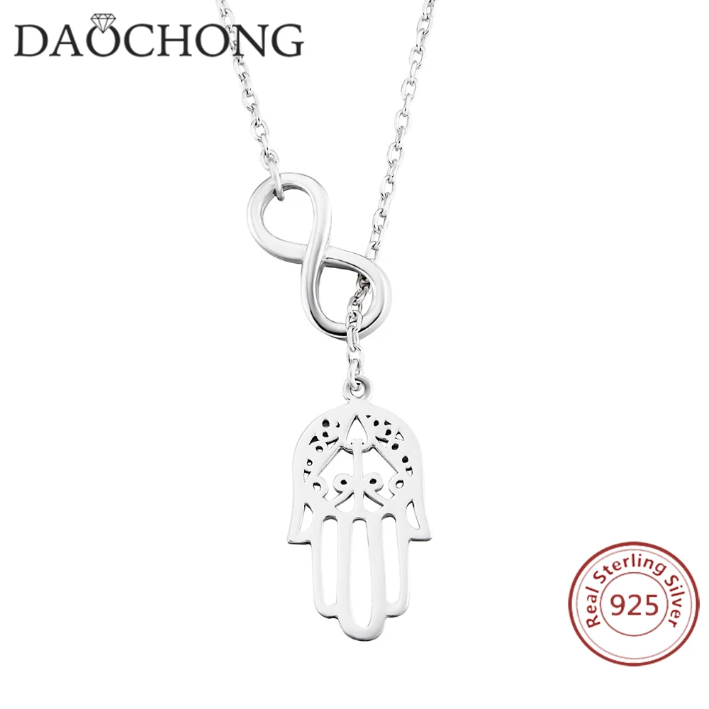 

unique design pure 925 sterling silver hamsa charms necklace