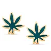 maple leaves colorful rhinestone Unusual letter shape matched great circle with cz filled around stainless steel jewelry earring