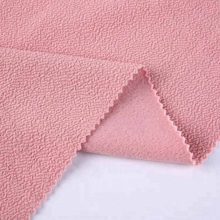 
New fashion buy stretch pink jacquard polyester peach skin fabric 
