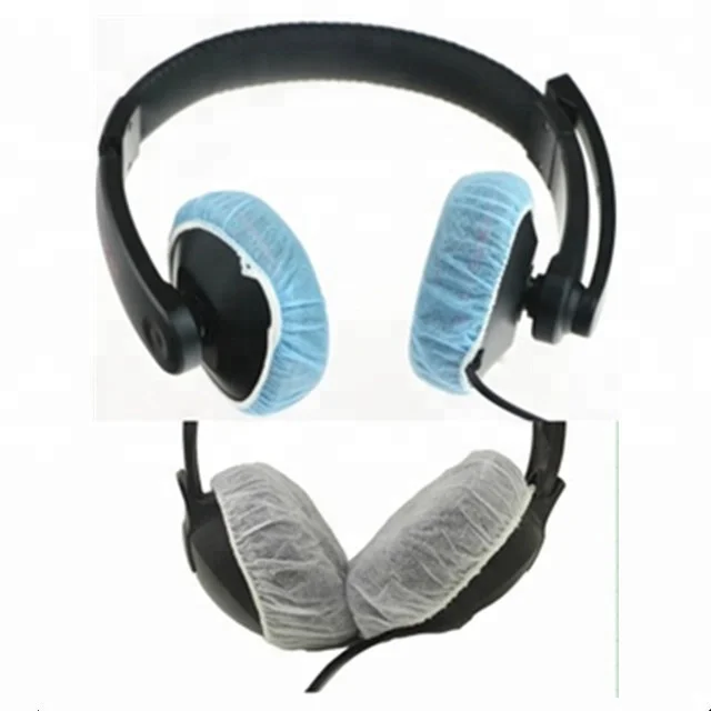

Stock available non woven disposable headphone hygienic cover replacement sanitary headset cover, Blue