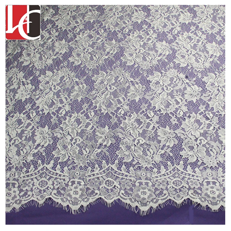

HC-5065 high quality eyelash lace french chantilly lace fabric for wedding dress, Beige;white;black