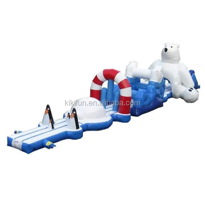 Standard PVC kids and adults inflatable water obstacle course for sale / outdoor jumping playground cheap inflatable obstacle