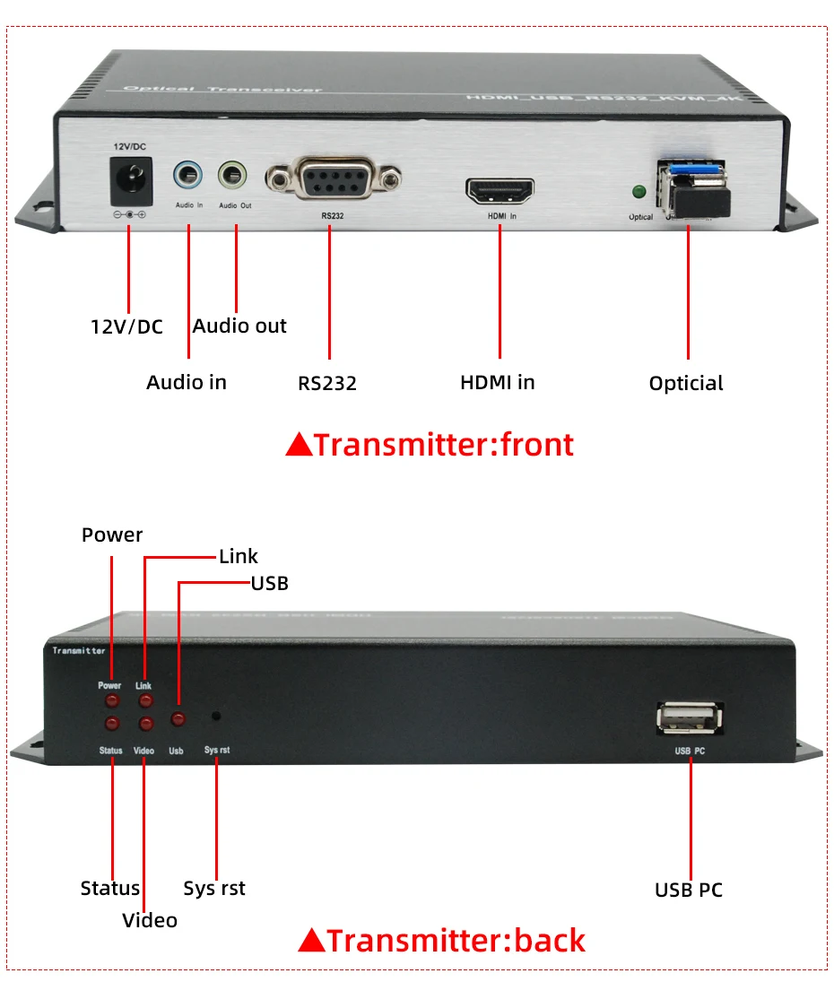 4k@30hz Hdmi Usb Kvm Fiber Extender Lc Sfp Single-mode 1-core 20km ...