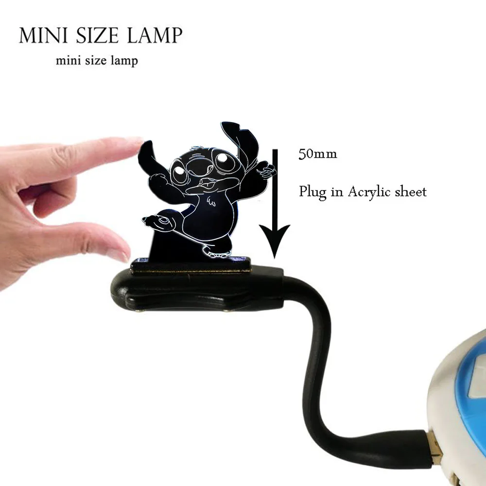 

New Mini flexible USB for laptop 2019 3D Night Light LED Lilo Stitch Lamp Tinker bell 7 Colors Change Room Decor Baby Gift