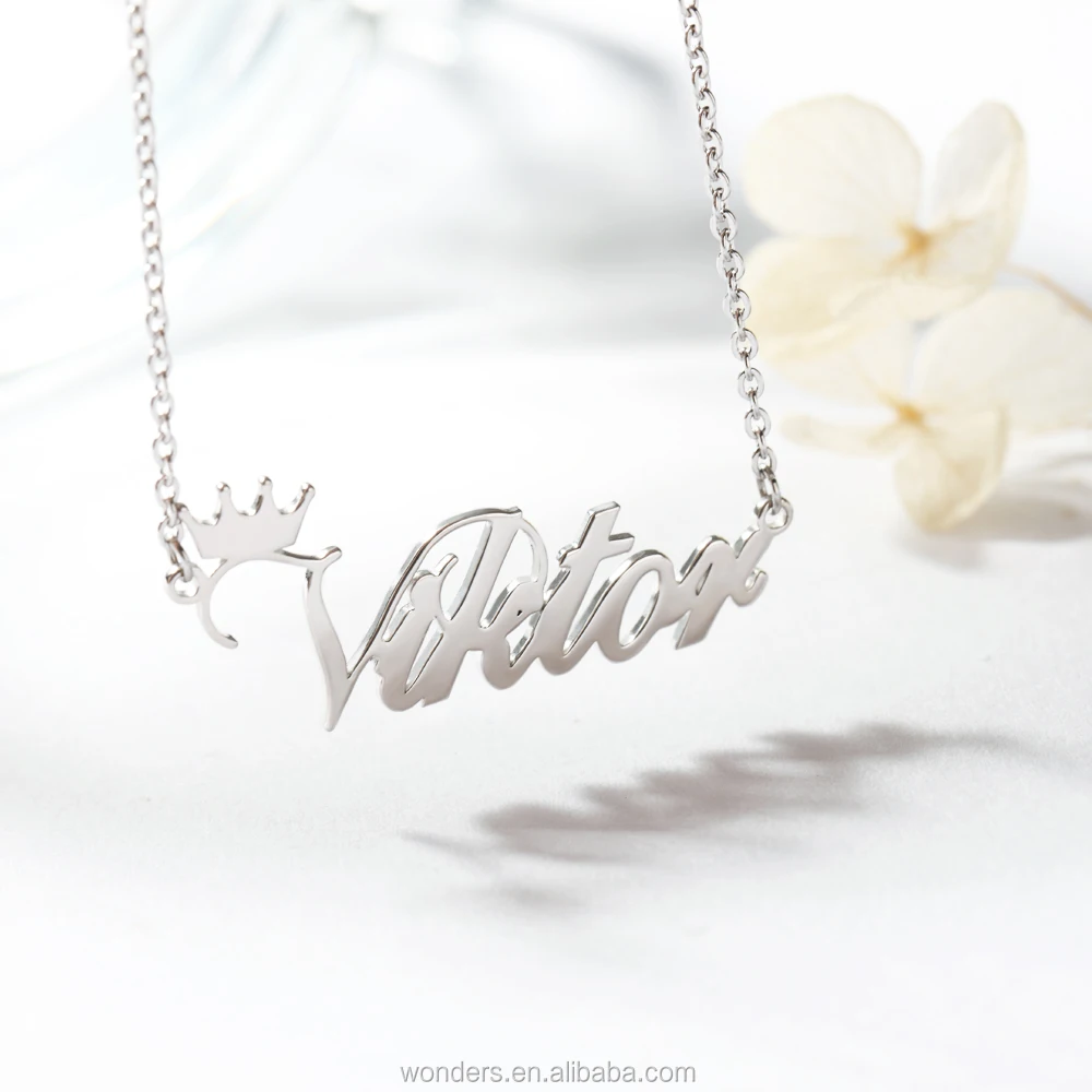 

Custom Name Queen Crown Necklace Dropshipping Jewellery Gold Plated