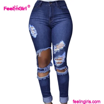 Damage Jeans For Girl Feelingirl New Style Fashion Girls Jeans Back ...