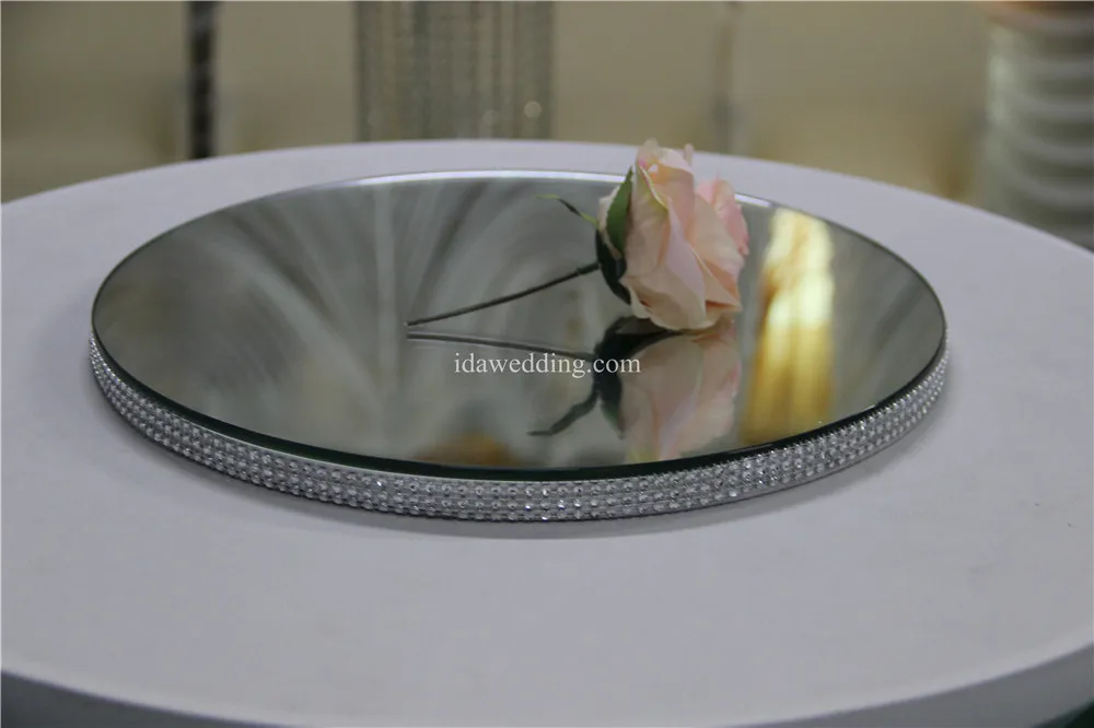 Wedding Party Round Crystal Mirror Table Centerpiece