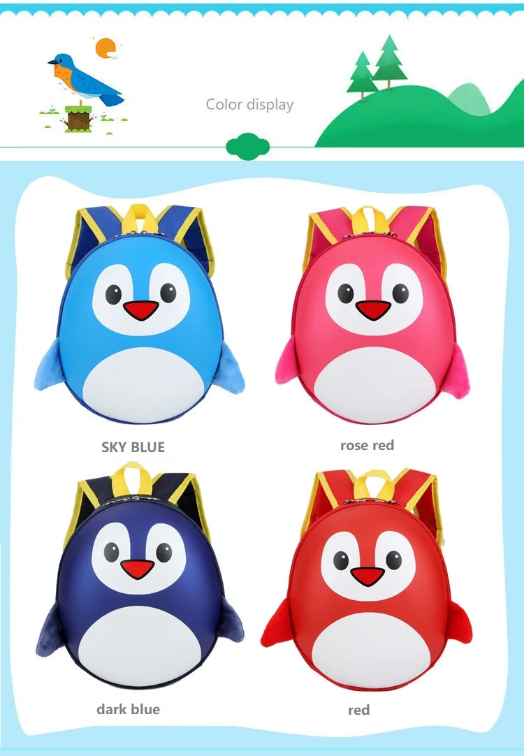 3D cartoon penguin backpack kids cartoon backpack nylon+EVA backpack bag for children