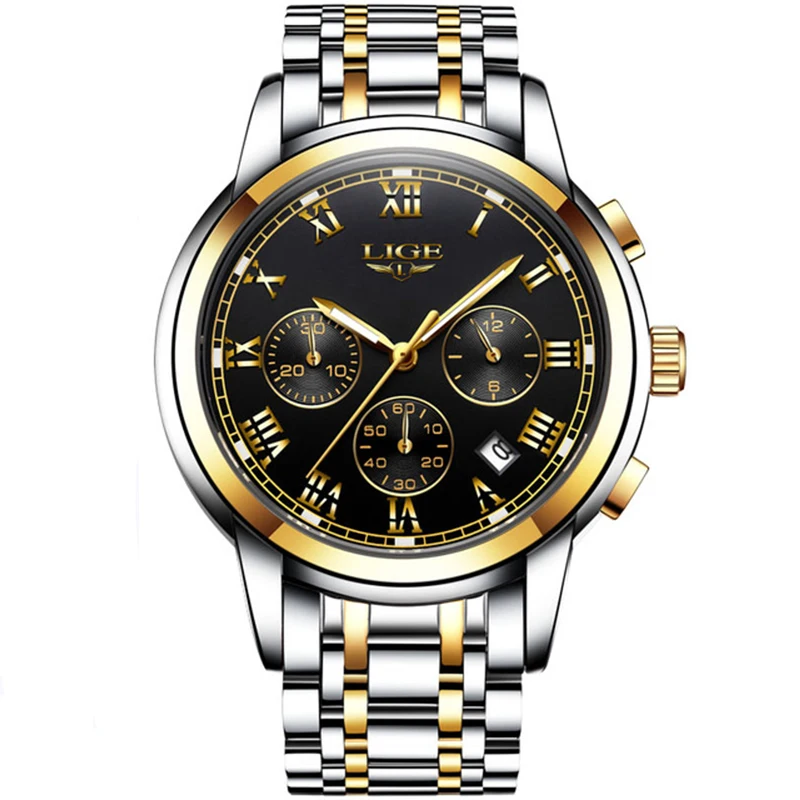 

Original Brand LIGE 9810 Luxury Mens Watches Quartz Chronograph Calendar Clock Male Business Waterproof Stainless Steel Watch