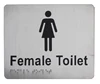 SP02 Stainless Steel Female Toilet Braille Sign 180 x 150mm BCA Code Australian Compliance