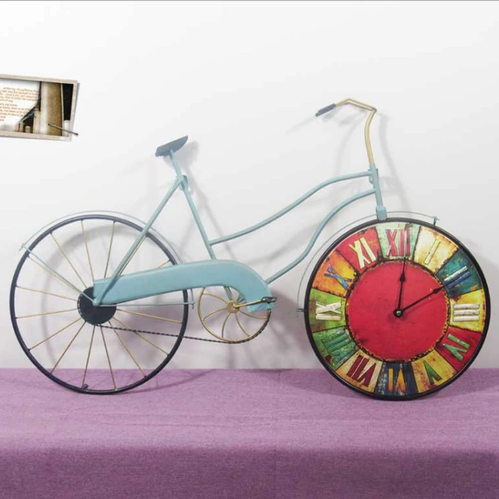 

Home Decoration Vintage Iron Bicycle Shape Wall Clock, Yellow