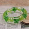 Fashion Pressed Dry Leaf Bangle Nature Handcrafted Artificial Amber Wide Bangle