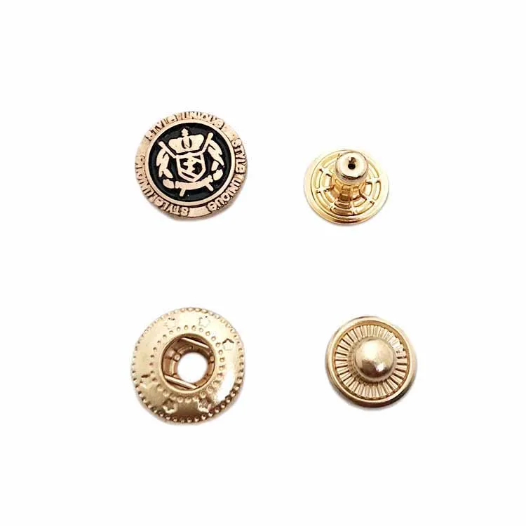 

Fashion engraved gold logo custom metal press snap buttons for garment