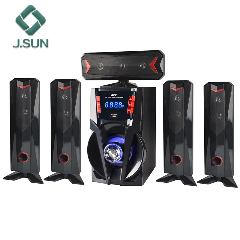 

5.1 wireless speakers surround home theater system subwoofer, Black and red