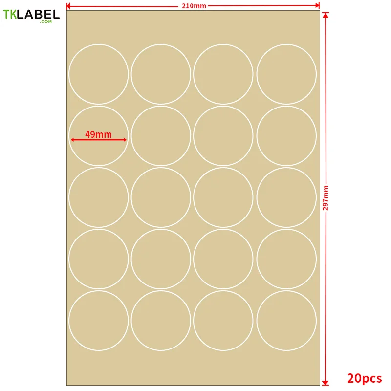 20 pcs A4 Blank White Self Adhésif Papier Étiquette pour laser/jet d'encre imprimante Autocollant 