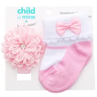 

new born baby girls princess plain cartoon socks hair band gift set