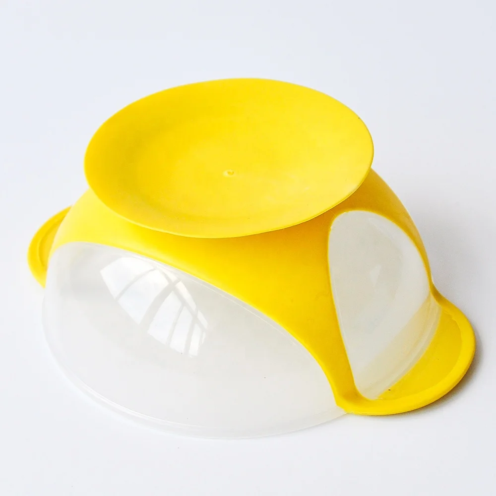 
Super Stable Suction Infant Fruit / Noodle Bowl With Spoon And Lid Silicone Baby Bowl 