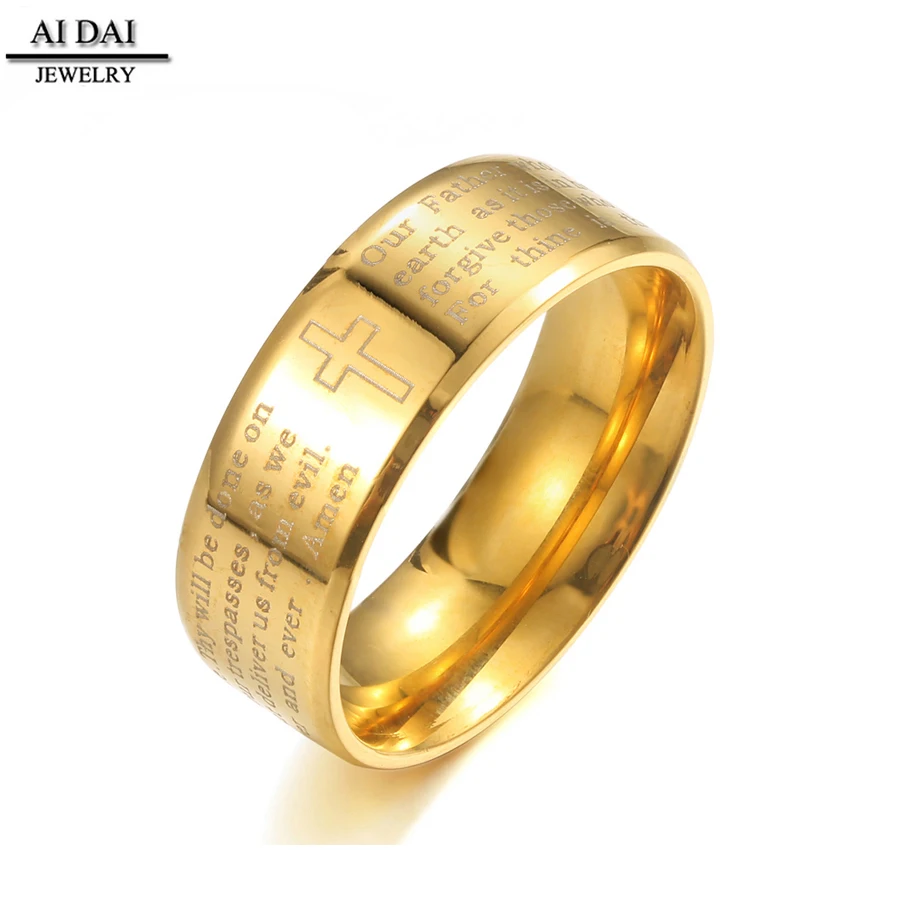 

Pure black rings jewelry titanium steel fashion tide models Bible rings men