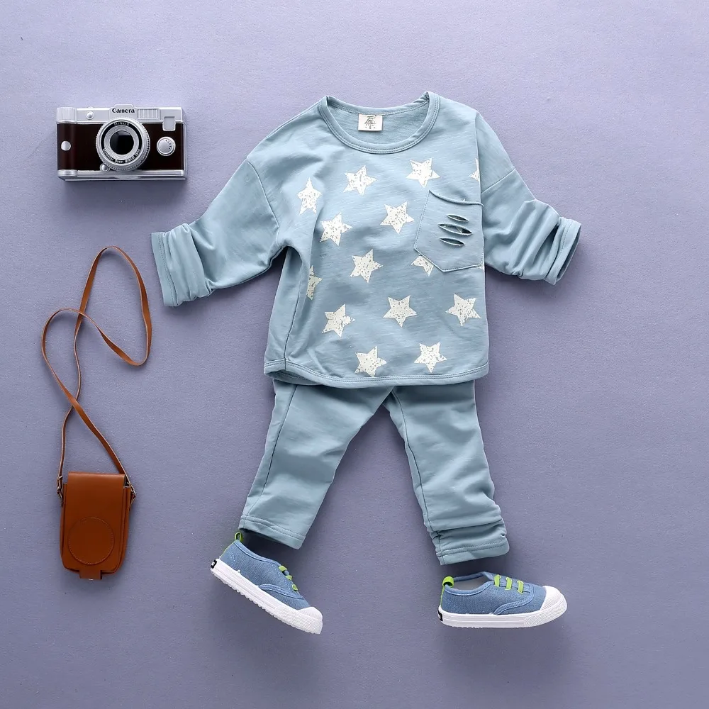 

Spring Children Pullover Cheap Wholesale 100% Cotton T Shirt With Star Clothing Set, N/a