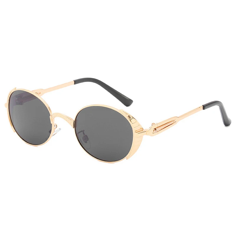 

10261 Superhot Eyewear Vintage Oval Metal Steampunk Sunglasses