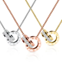 

2019 New Fashion Rose Gold Plated Stainless Steel Roman Numerals Necklace