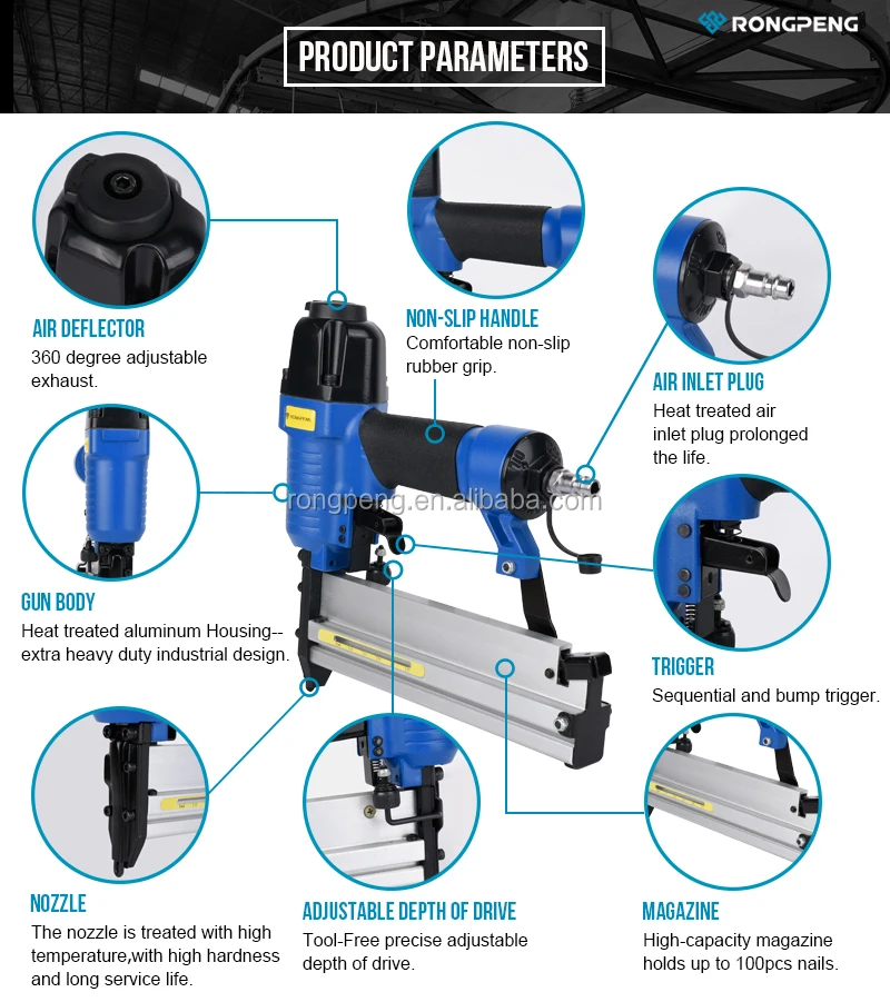 RongPeng Heavy Duty 2 In 1 Nailer Stapler Brad Nailer Air Nail Gun