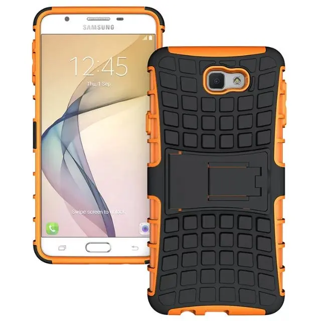 shockproof TPU+PC 2in1 tire pattern bracket cover phone case For Samsung Galaxy J7 Prime