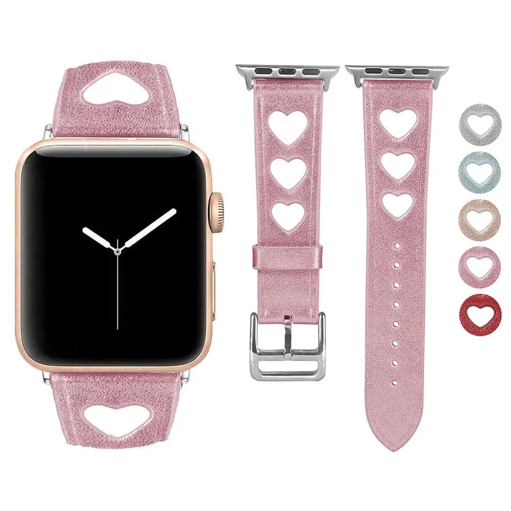 

for Apple Watch Band 38mm 40mm 42mm 44mm, Soft Shiny Women Leather Replacement Watch Strap Wristbands for iWatch Series 4/3/2/1, Multi-color optional or customized